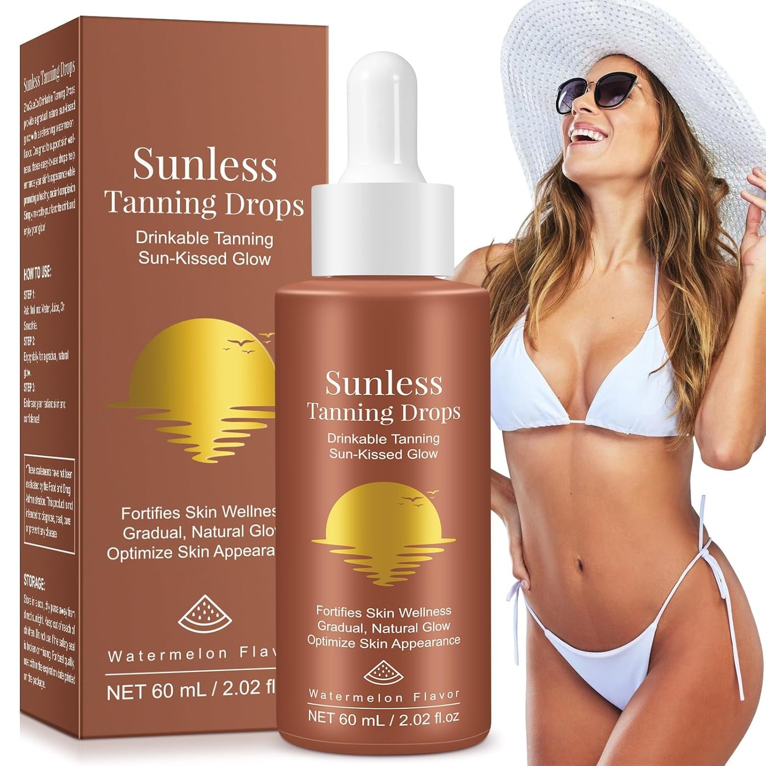 Tanning Drops to Drink, Self Tanning Drops for Face & Body, Drinkable Tanning Drops for Natural Bronzing Glow, Sunless Tanning Drops Fast Acting, Mix with Moisturizer or Water (1 Pack)