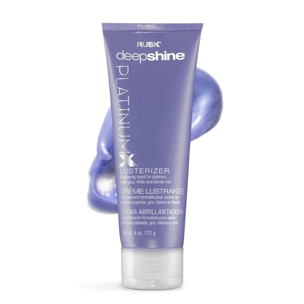 RUSK Deepshine PlatinumX Violet Lusterizer – Color Enhancing Styling Cream for Bleached Hair – Hair Styling Products for Brassiness, Frizz Control & Shine (4 oz)