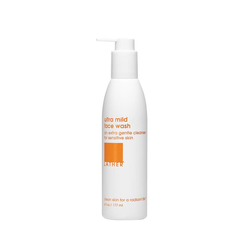 LATHER Ultra Mild Face Wash – Extra Gentle Cleanser Face Wash for Sensitive Skin – Hydrating Foaming Cleanser & Makeup Remover – 6 Fl Oz