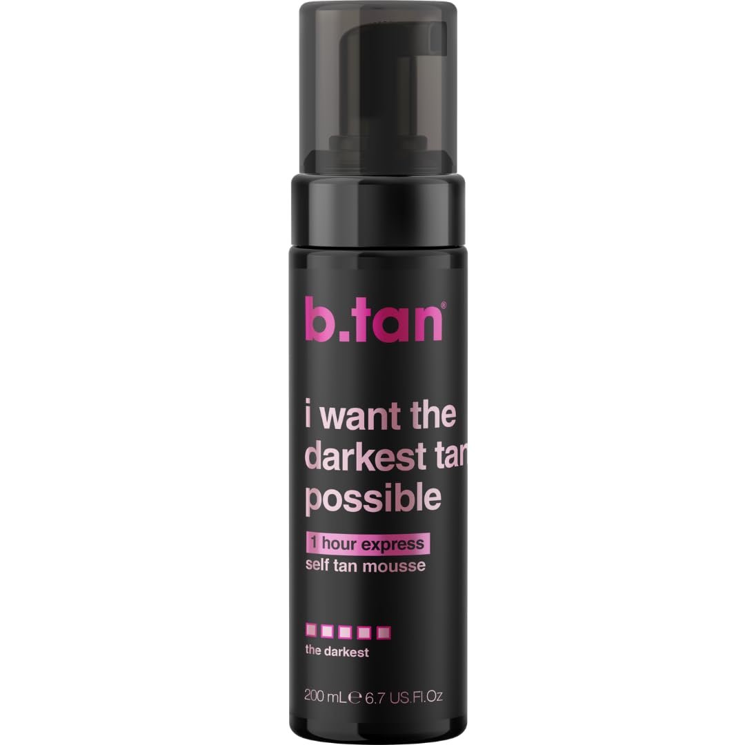 b.tan Ultra Dark Self Tanner Mousse | I Want The Darkest Tan Possible – Fast, 1 Hour Express Sunless Tanning Foam, Golden Bronzing Glow, Face & Body, No Fake Tan Smell, Vegan, Cruelty Free, 6.7 Fl Oz