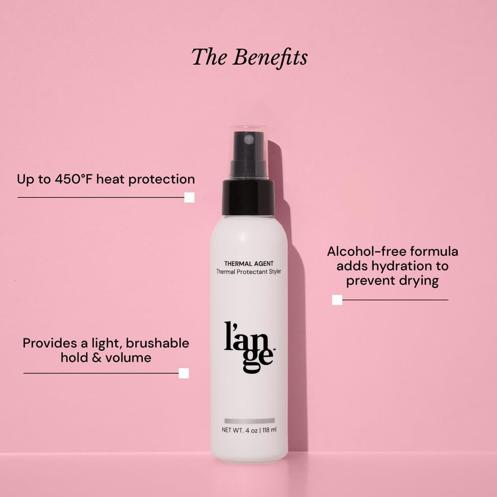 L’ANGE HAIR Thermal Agent Heat Protectant Spray | 450°F Heat Protection Spray for Hair | Controls Frizz, Enhances Shine & Volume | Safe for Color-Treated Hairstyles | Lightweight & Non-Greasy, 4 fl oz