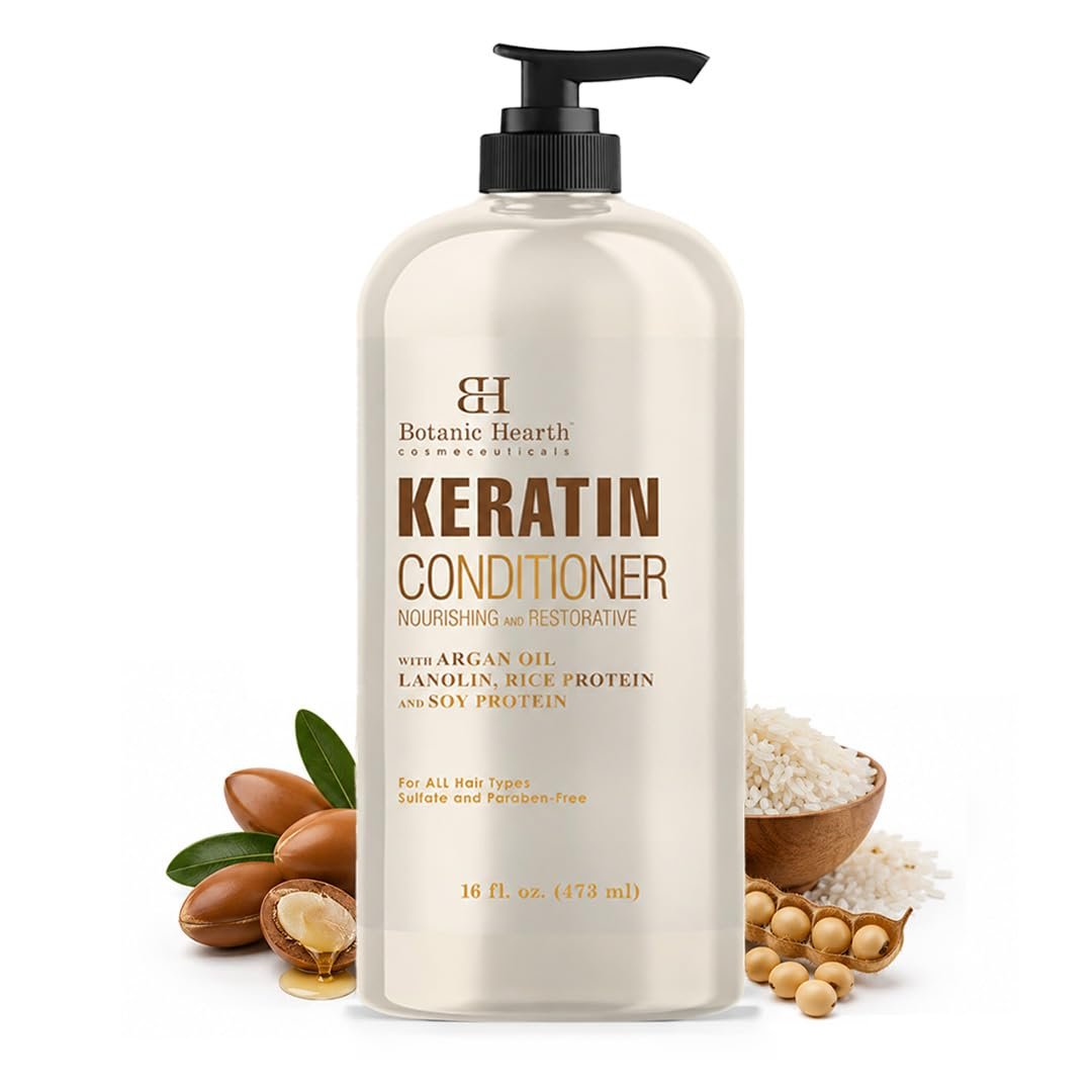 Botanic Hearth Keratin Conditioner with Argan Oil – Sulfate-Free Hair Treatment for All Hair Types, Normal, Dry or Damaged, Color Treated – 16 fl oz