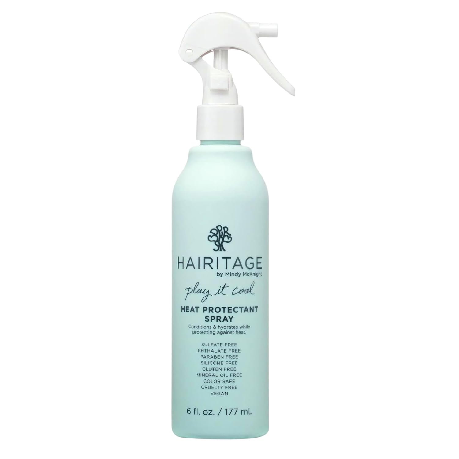 Hairitage Heat Protectant Spray for Hair – Up to 450 Degree Protection + Hydrates + Strengthens Hair – Leaves Hair Smooth + Shiny after Styling – For All Hair Types + Heated Styling Tools – 6 fl oz