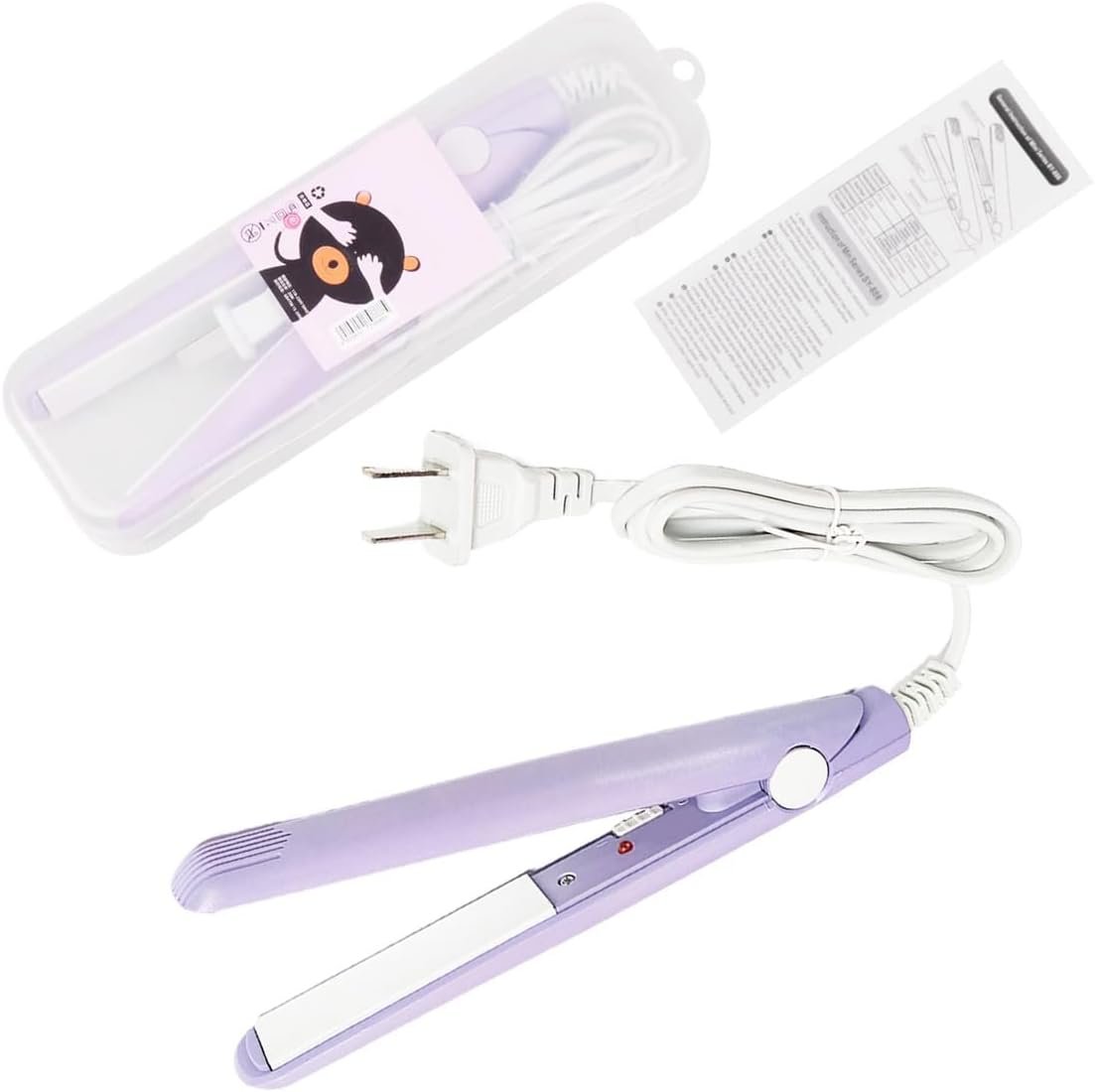 HuGuWdy Mini Hair Straightener，2 in 1 Straight and Curly 100-240V 20W Tourmaline Ceramic + Plastic，Mini Flat Iron Small Mini Straightener Flat Iron for Travel, Dormitory or Home (US Plug)