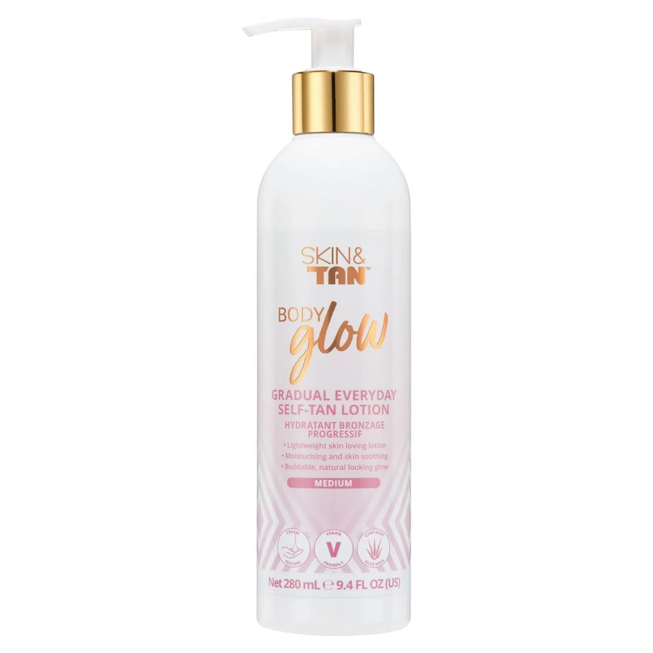 SKIN & TAN Body Glow Moisturizing Gradual Tan Lotion – Fake Tan Moisturizer, Cruelty-Free, Paraben Free & Vegan Tanning, Body Lotion with Coconut & Vanilla Aroma, 9.4 oz