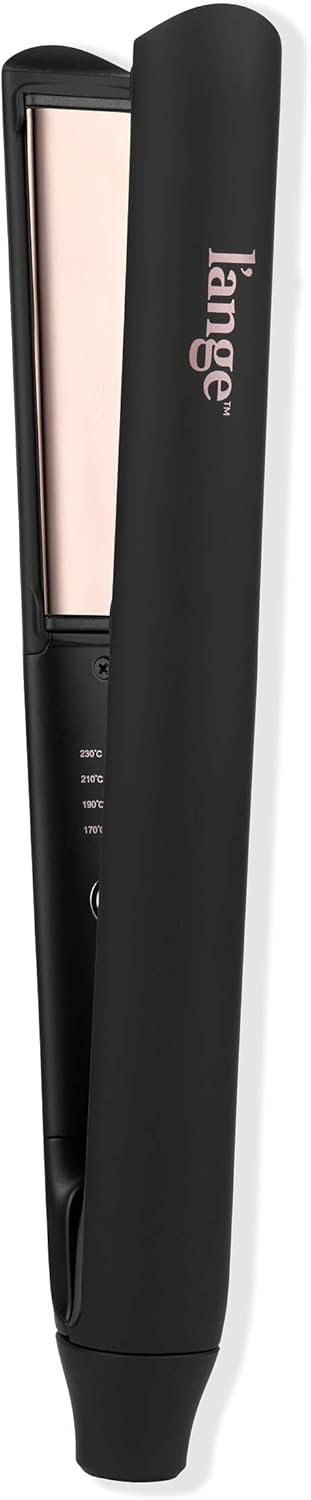 L’ANGE HAIR Straight Forward Titanium Flat Iron – 1” Floating Plates | Dual Voltage | 360° Swivel Cord | Auto Shut-Off | Safety Cool Tips | Ideal for Straightening, Curling, and Waving (Black)