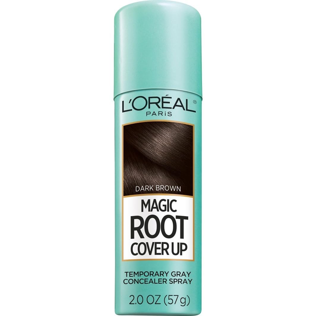 L’Oreal Paris Magic Root Cover Up Gray Hair Spray, 100% Gray Hair Coverage with Buildable, Lightweight, Transfer-Resistant, and Temporary Formula, Ammonia-Free, Dark Brown, 2 oz (1 Count)
