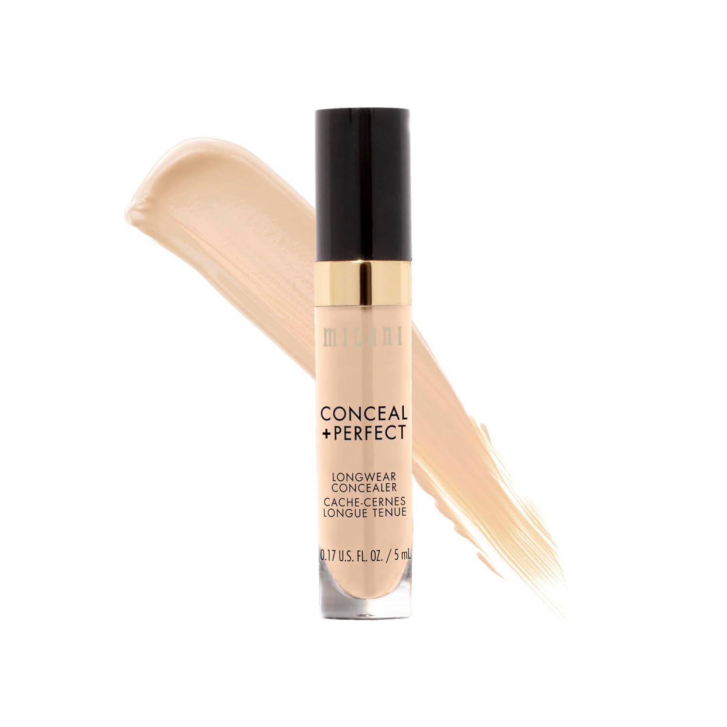 Milani Conceal + Perfect Longwear Concealer Full Coverage Infused with Hyaluronic Acid & Vitamin E, Cover Dark Circles, Blemishes & Skin Imperfections for Long-Lasting Wear – Light Nude