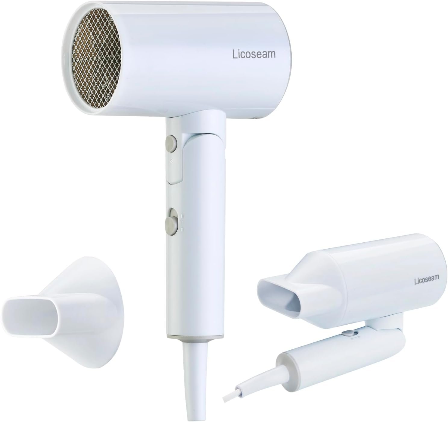 Hair Dryer, 1600W Small Foldable Hair Blow Dryer, Fast Drying Travel Hair Dryer, White | Fast Drying Compact Blow Dryer with Concentrator and Cool Shot