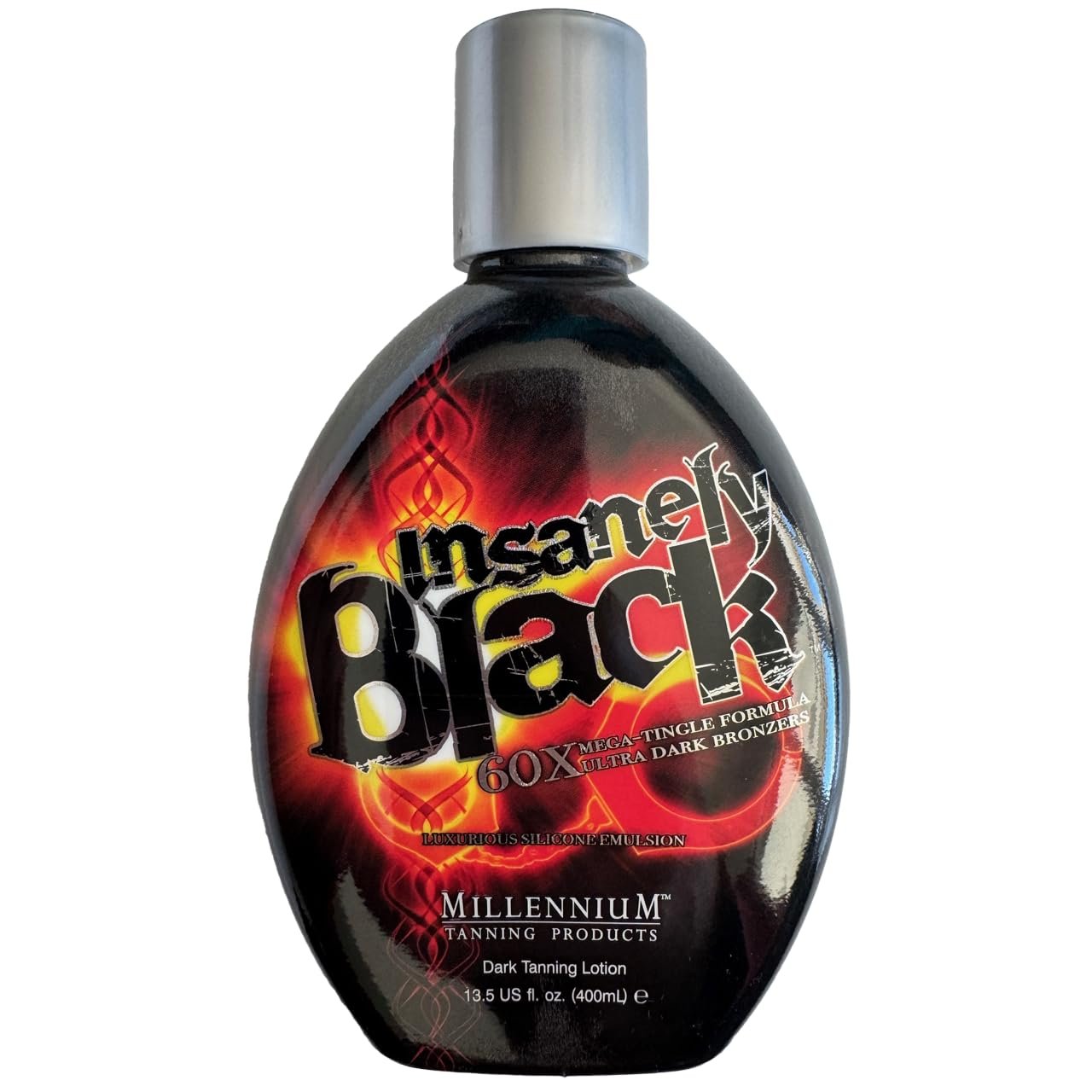 Millennium: Dark Tanning Lotion for Tanning Beds or Outdoors – Tanning Bed Lotion with Bronzer & Silicone for Tattoo Protection – Women & Mens Tanning Lotion – Insanely Black 60x, Mega Tingle, 13.5oz