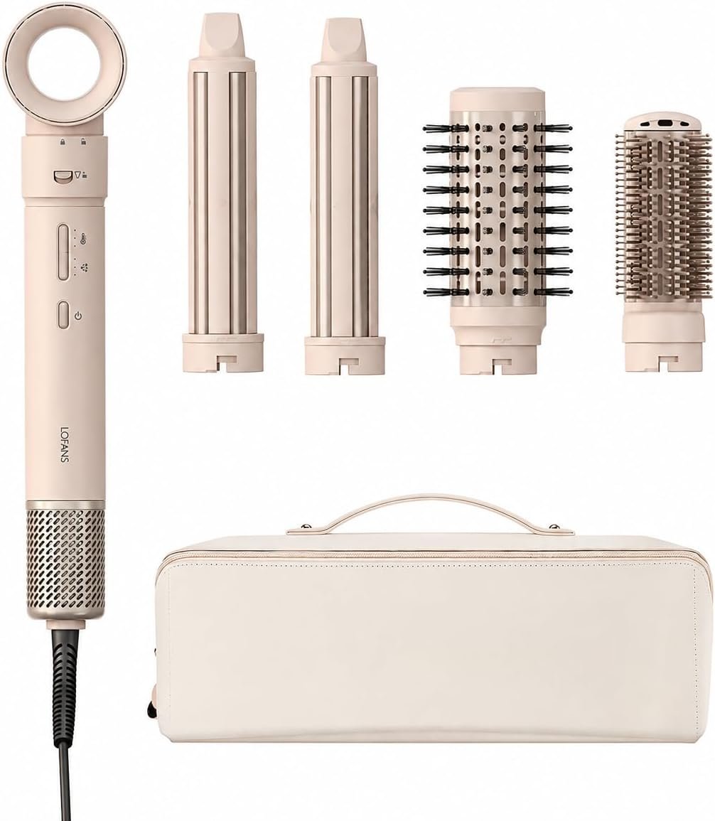5 in 1 Hot Air Styler Wrap, High-Speed Round Hair Dryer, Volumizing Brush with Auto Curlers, Negative Ions Straightening Brush, Fast Drying Frizz Control, Includes Travel Bag, Busy Mornings, Beginners
