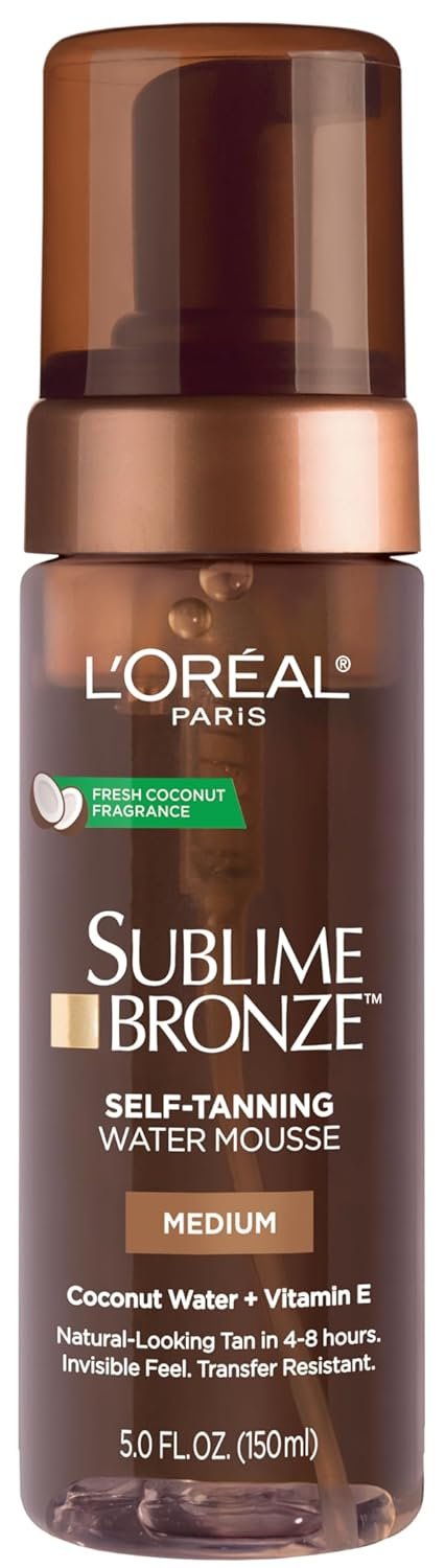 L’Oreal Paris Sublime Bronze Self Tanning Water Mousse, Streak-Free Natural Looking Tan, 5 fl. Oz