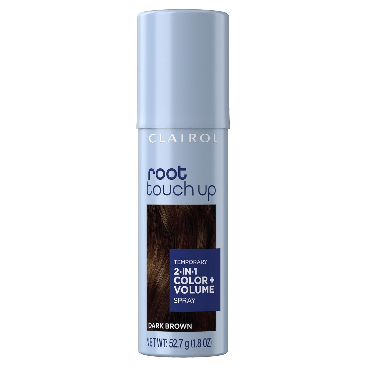 Clairol Root Touch-Up Color + Volume 2-in-1 Temporary Hair Coloring Spray, Dark Brown Hair Color, Pack of 1 – Packaging May Vary