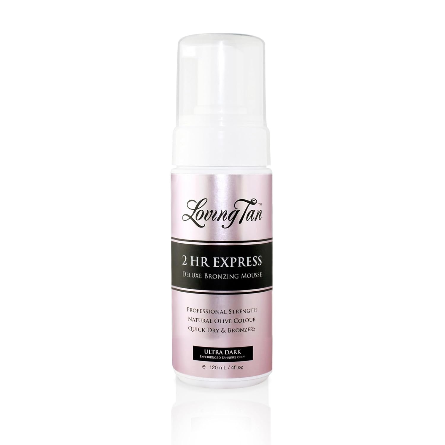 Loving Tan 2 HR Express Self Tanning Mousse, Ultra Dark – Streak Free, Natural, Professional Quality – 5+ Sunless Self Tanner Applications per Bottle, Cruelty Free, Naturally Derived DHA – 4 FL Oz