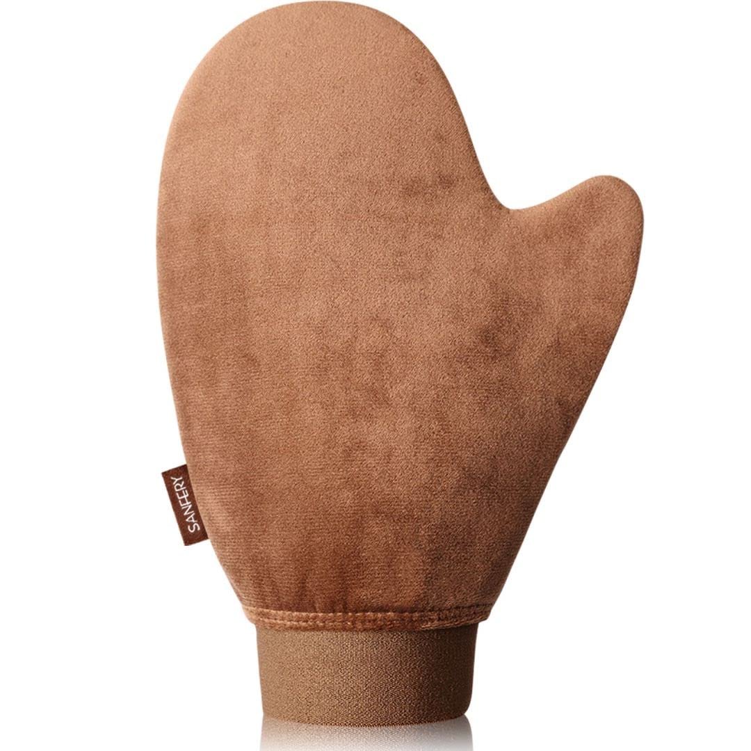 Self Tanner Mitt Applicator – US Patent Self Tanning Mitt with Elastic Cuff in Rich Brown Color. Velvet Soft Texture for Streak-Free Full Body Application, Perfect for Beach Vacation, Back,Legs