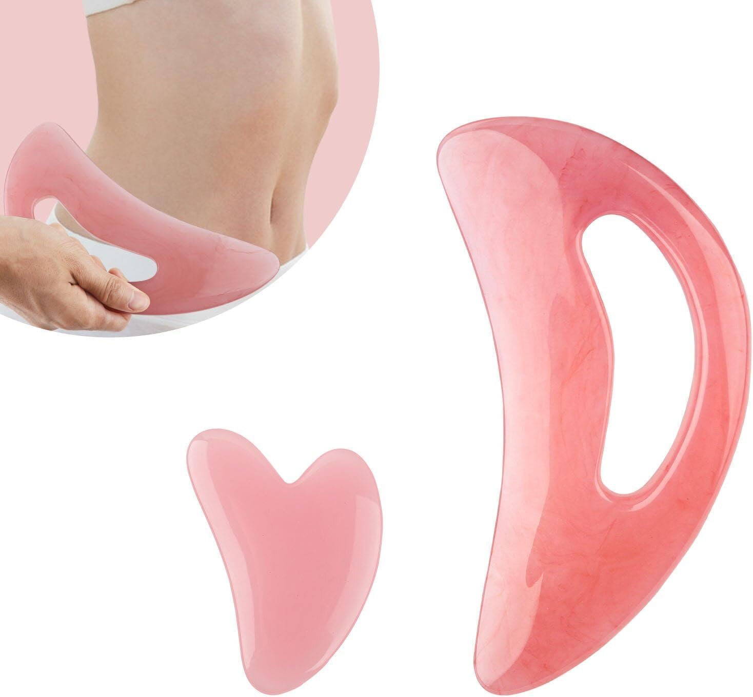FDKJEJC Body Gua Sha Tool Cellulite Guasha Tool for Body Body Massage Tools (Natural Resin) Lymphatic Drainage Tool Guasha Tool for Face，Back, Legs, Women’s Body Shaping Tools (Pink) (Large-Pink)