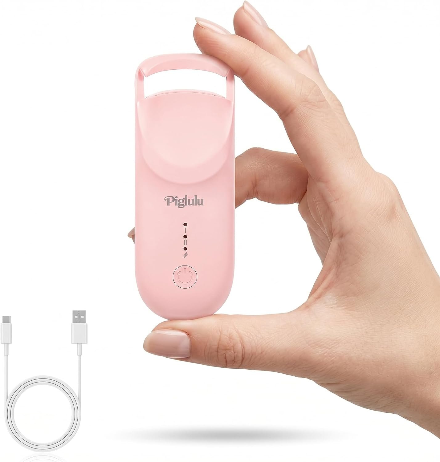 Heated Eyelash Curler, Mini Electric Eyelash Curler for Women with 5s Fast Heating & 24H Long-Lasting Curl, 2-Level Temp Control, Anti-Burn Silicone Pad, Portable Type-C Charging
