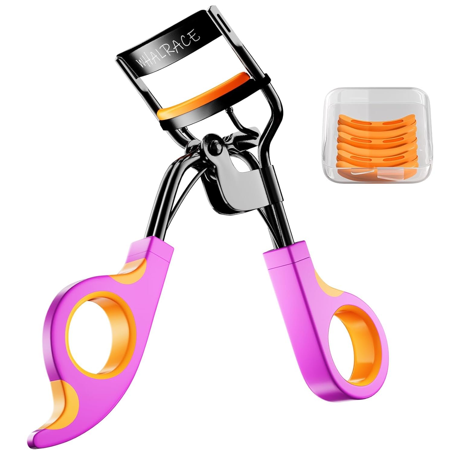 Eyelash Curlers with 6PCS Extra Replacement Pads, Premium Quality Eye Lash Curler, Superior Curling Effect, Easy to Hold and Use, Valentine’s Day Gift for Her – Orange Purple Handle