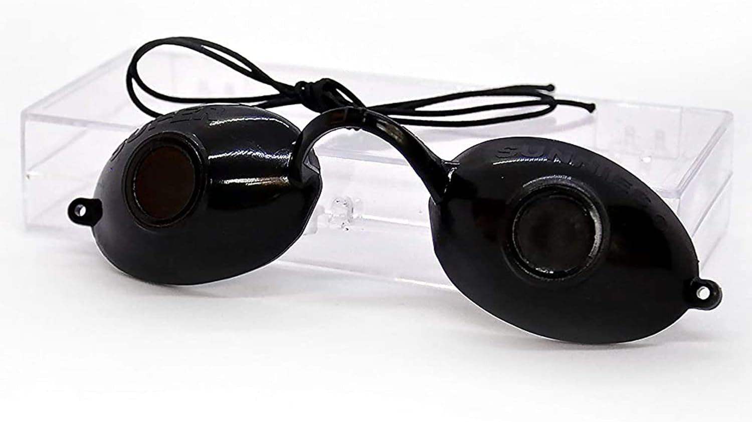 Super Sunnies UV Eye Protection, FDA Compliant Eyeshields, Tanning Bed Goggles, Red Light Theraphy Glasses with Clear Case