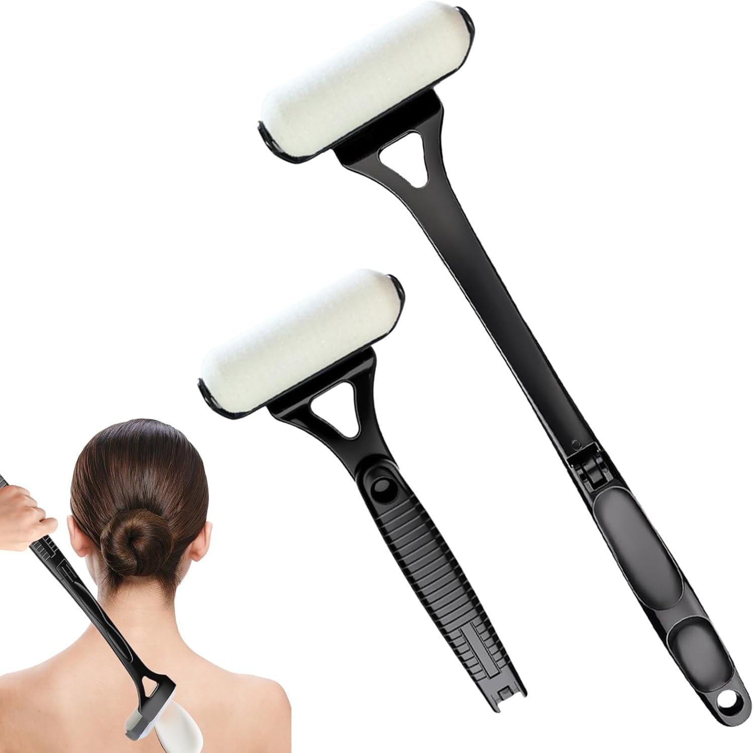 Foldable Lotion Applicator for Back – Sunscreen Roller, Sunblock & Back Tanning Applicator – Easy Self Application Tool for Moisturizers, Creams & Oils – Ideal for Seniors & Limited Mobility (Black)