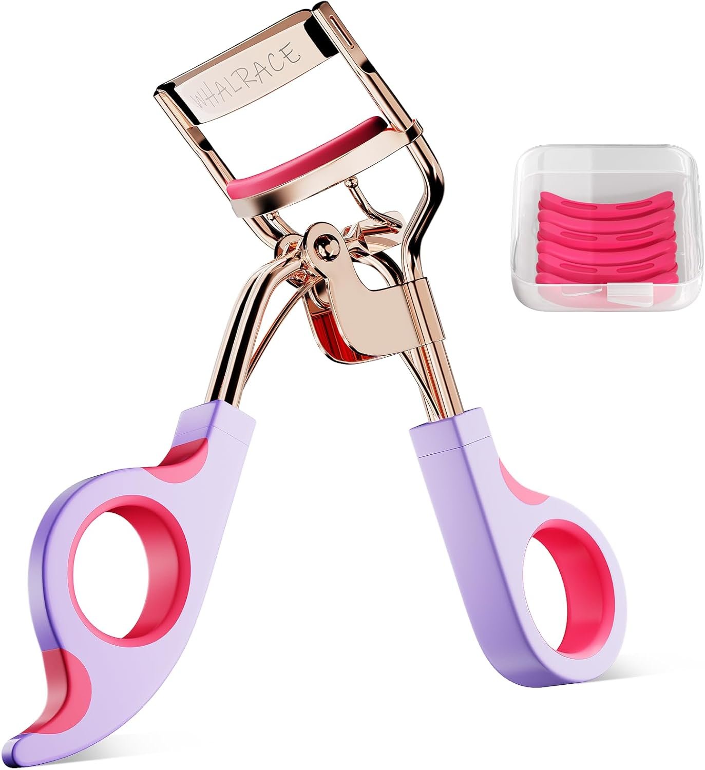 Eyelash Curler with 6 Boxed Replacement Pads, Ergonomic Non-Slip Grip Lash Curler with Dual Extra Springs for Long-Lasting Curl, No Pinch No Pull, Ideal Rizador De Pestañas for Daily Makeup, Gifting