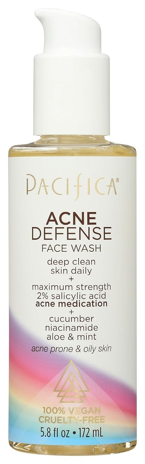 Pacifica Acne Defense Face Wash – Deep Pore Purifying Face Cleanser – w/ 2% Salicylic Acid, Pore Reducing Niacinamide & Inflammation Reducing Cucumber – for Sensitive Skin Vegan Dermatologist Tested