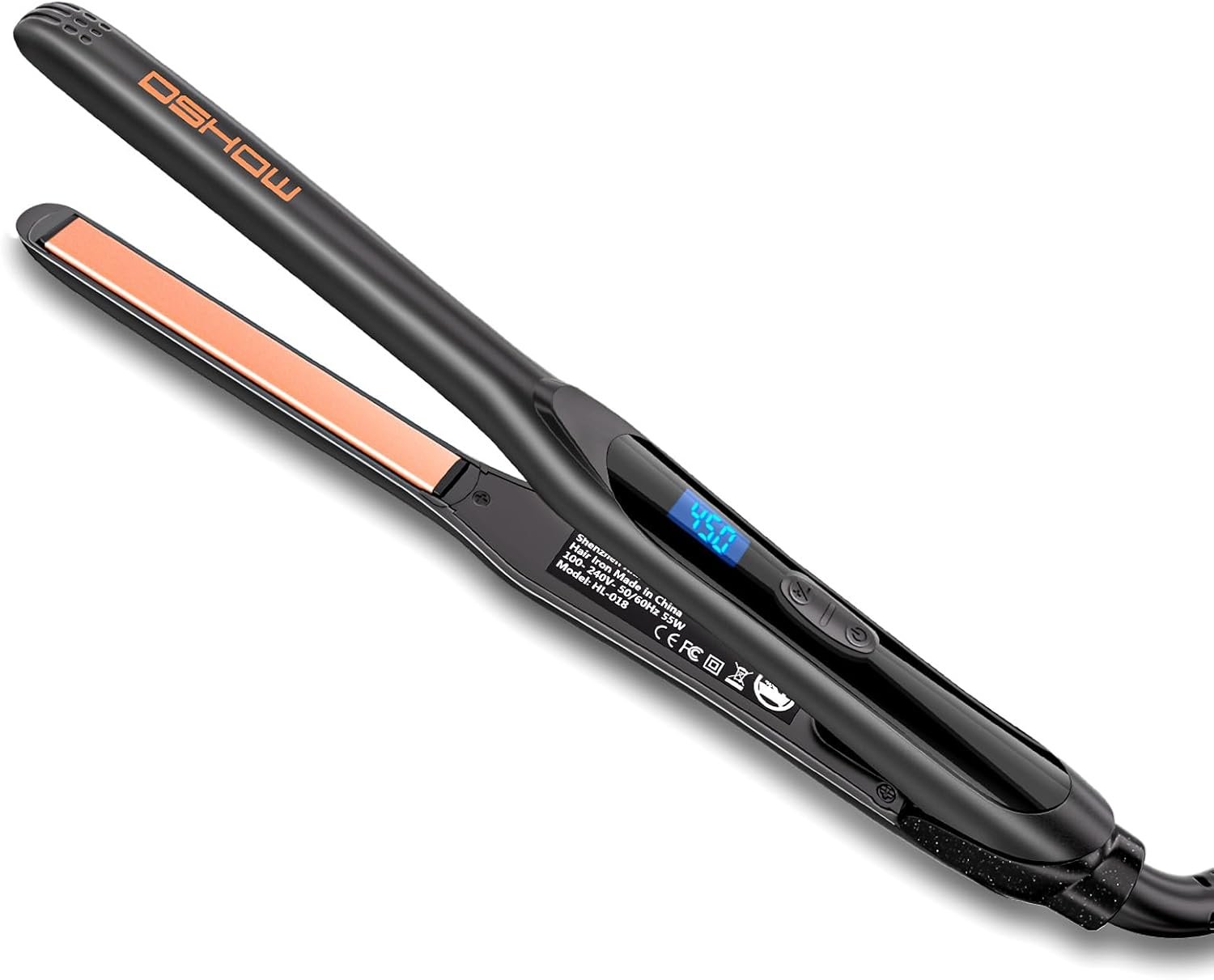 DSHOW 1/2″ Flat Iron, Small Flat Iron Hair Straightener for Short Hair, Tourmaline Ceramic Mini Travel Hair Straightener with a Pouch, 6 Temperature, Dual Voltage (Black)