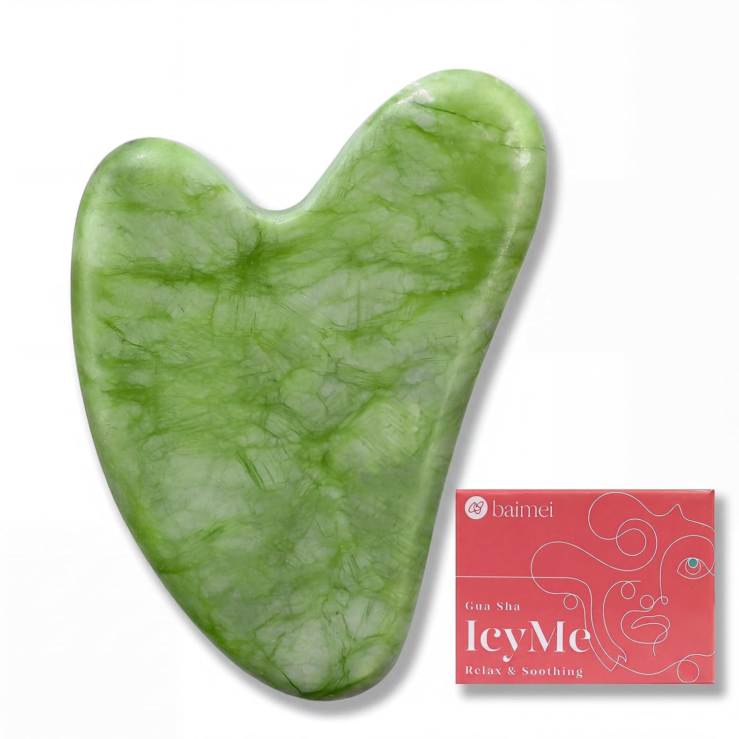 BAIMEI IcyMe Gua Sha Facial Tools Face Massager for Skin Care, Relaxation and Reduce Wrinkles Puffiness Skin Care Tools, Self Care Gift for Men Women – Green