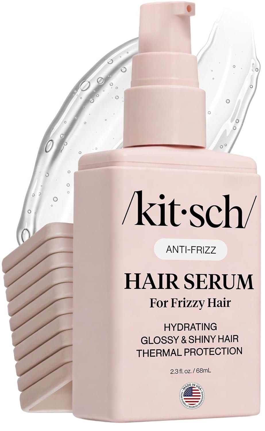 Kitsch Frizz Control Hair Serum – Lightweight Anti Frizz Serum for Curly Hair with Heat Protection | Adds Glossy Shine, Smooths Flyaways & Safe for Color Treated Hair – 2.3oz