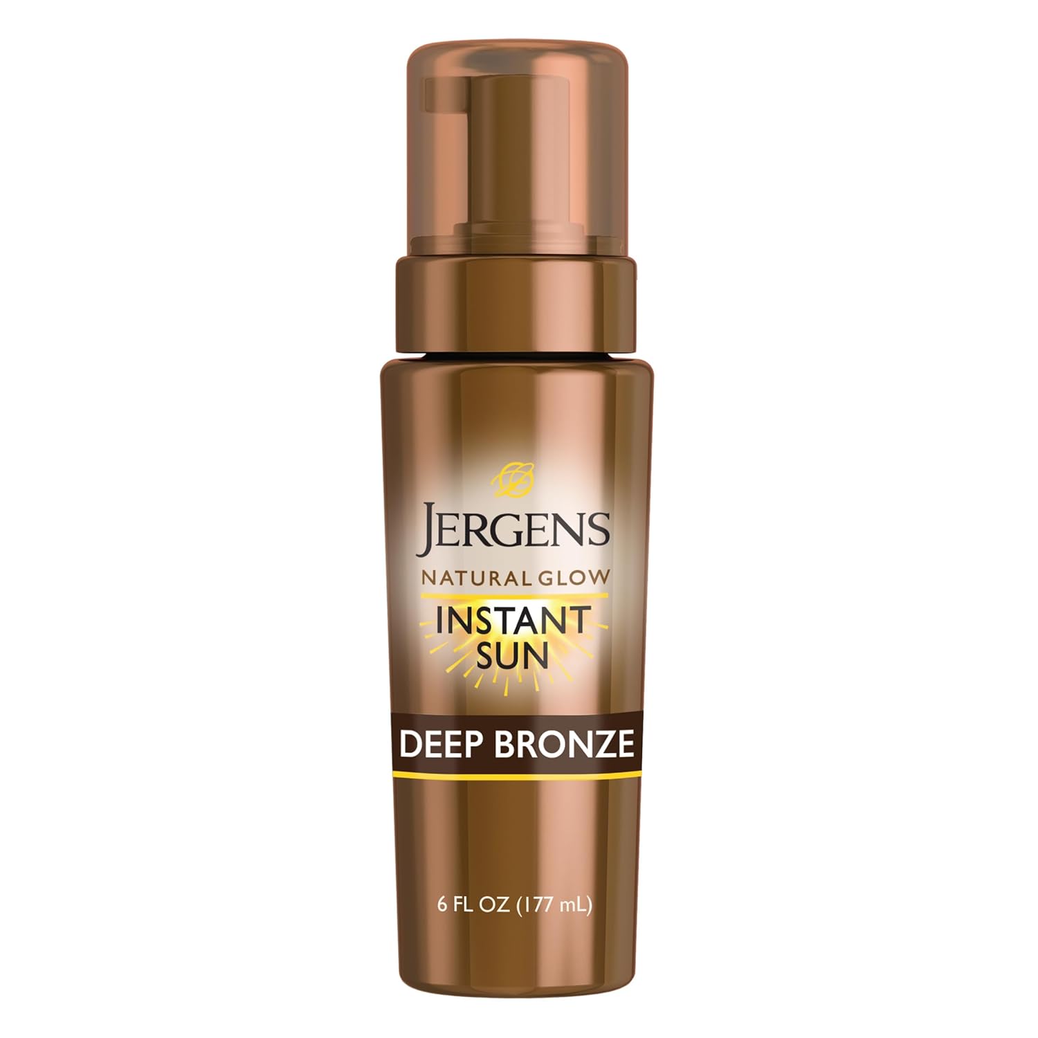 Jergens Natural Glow Instant Sun Body Mousse, Self Tanner for Deep Bronze Tan, Sunless Tanning Body Bronzer for Natural Looking Color Instantly, 6 Oz