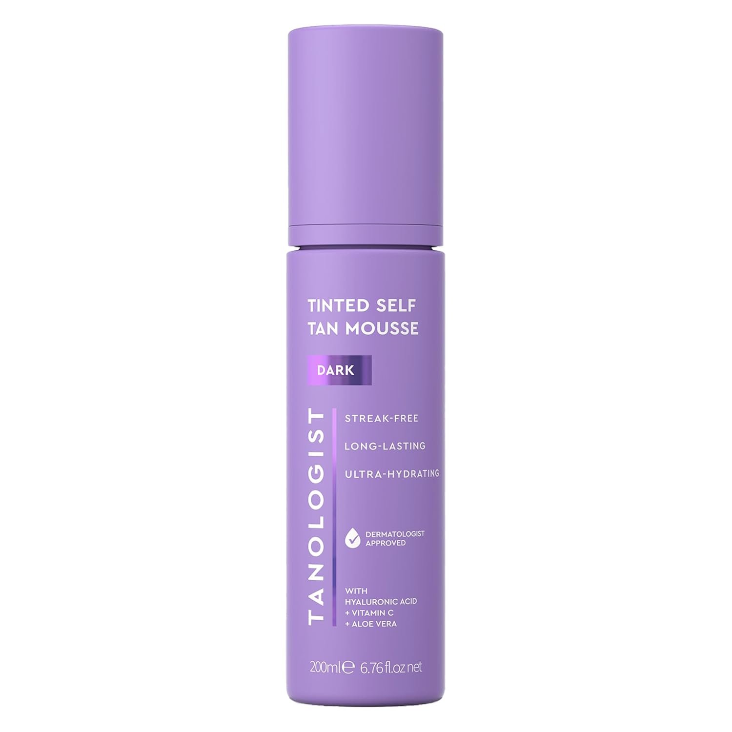 Tanologist Dark Self Tan Mousse, Tinted Self-Tanning Mousse, Streak-Free, Natural Glow, No Fake Tan Smell Or Orange Tone, Long Lasting, Clean Ingredients, Vegan, 6.76 fl. oz/200 ml Bottle