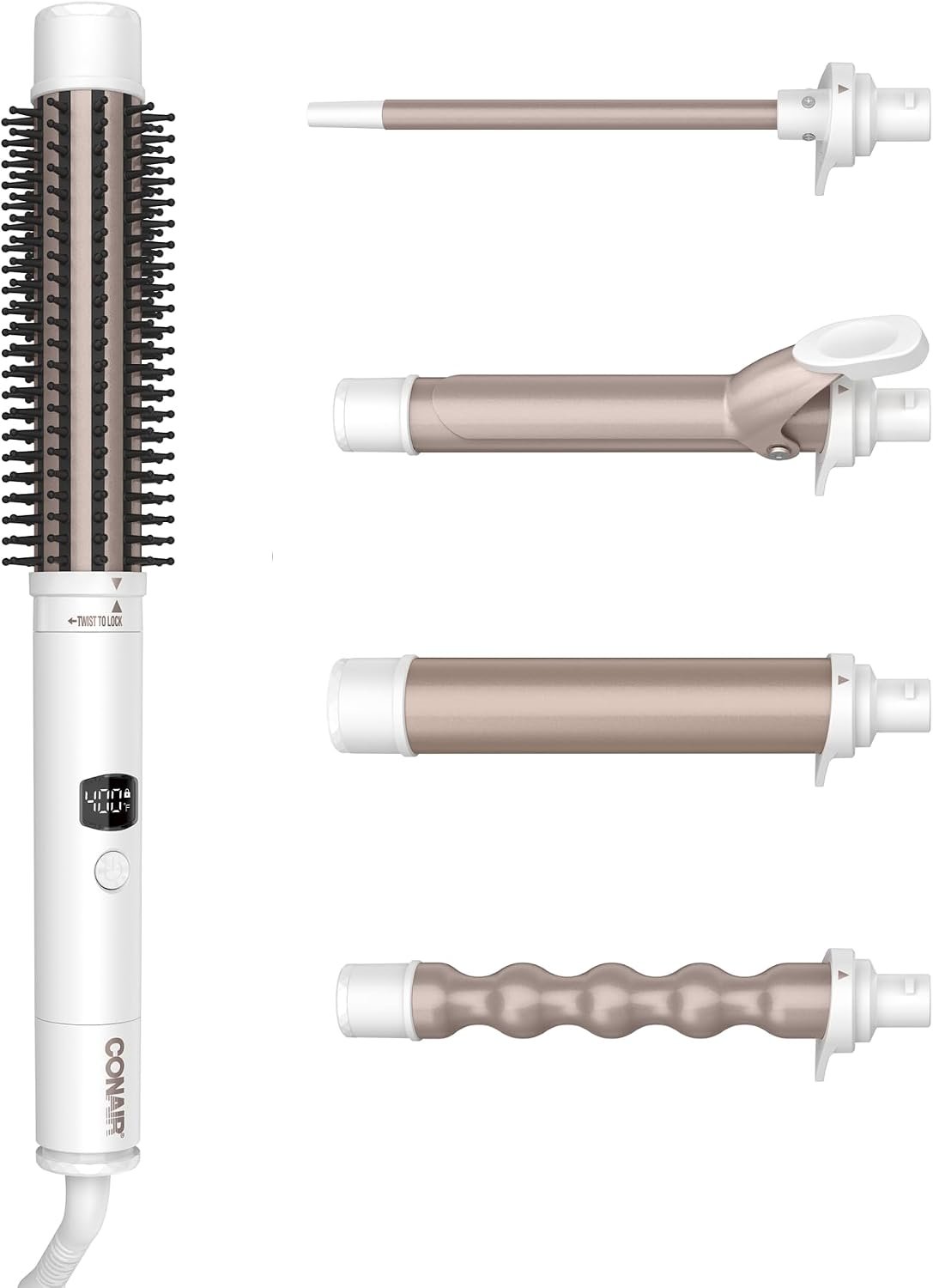 Conair 5-in-1 Double Ceramic Multi-Attachment Hair Styler | 5 Interchangeable Attachments for All Hair Types, CB1000