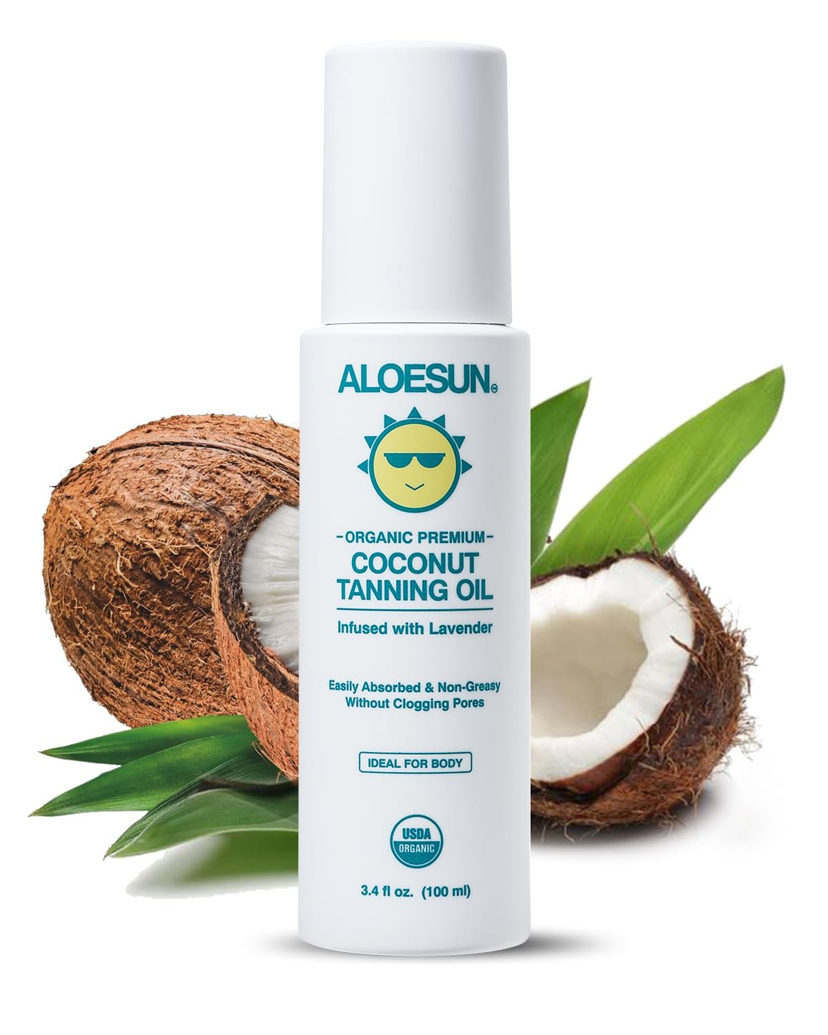 ALOESUN Organic Coconut Tanning Oil Spray Infused with Organic Lavender Oil | Natural Deep Tanning Accelerator | Moisturizing & Hydrating Tan | Non-Greasy | Vegan & Cruelty-Free | Travel Size 3.4 Oz | Organic