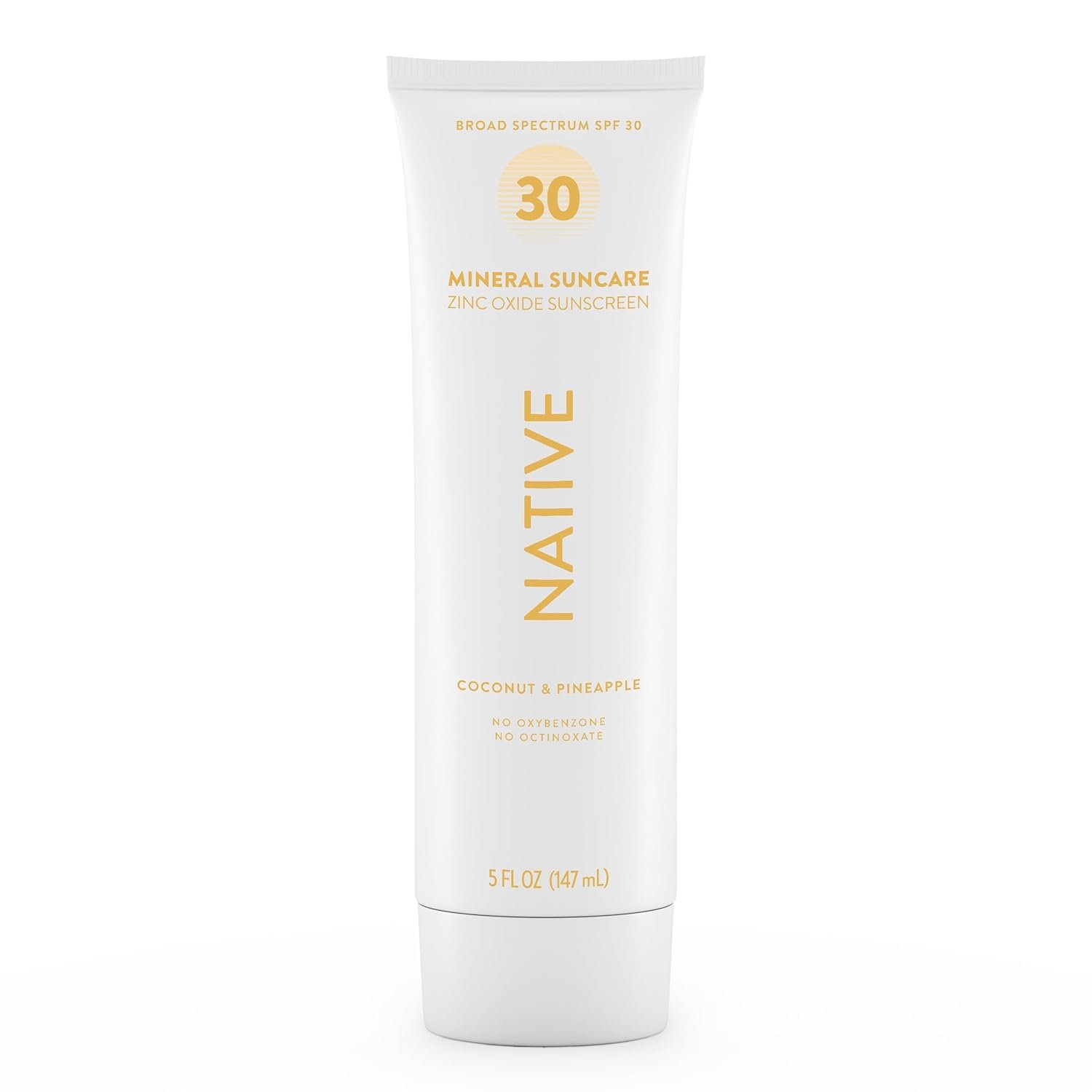 Native Sunscreen SPF 30, Zinc Oxide Dermatologist Tested Suitable for Sensitive Skin & Hawaii Compliant, 5 Ounces | Pineapple & Coconut Scent Sun Protection Lotion, Lightweight & Smooth