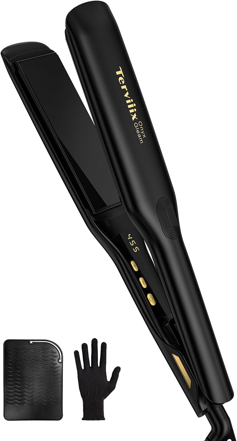 Terviiix 1.75″ Flat Iron Hair Straightener for Women | Ionic Ceramic, Fast Styling on Thick Hair, Silk Press for Natural Hair, Dual Voltage
