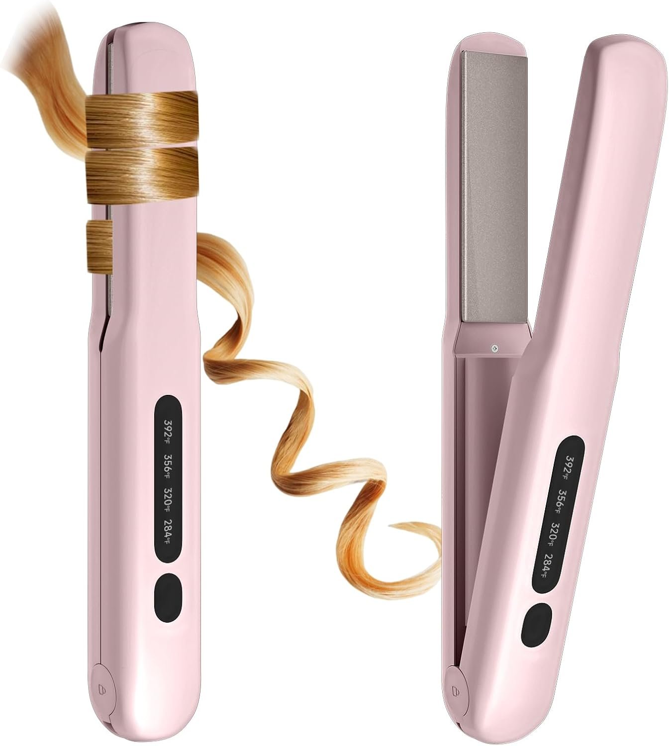 Cordless Hair Straightener Portable Travel Rechargeable Flat Iron, Fast Heating, 4 Adjustable Temperature for Professional Straightening & Curling – Portable and Travel-Friendly (Pink)