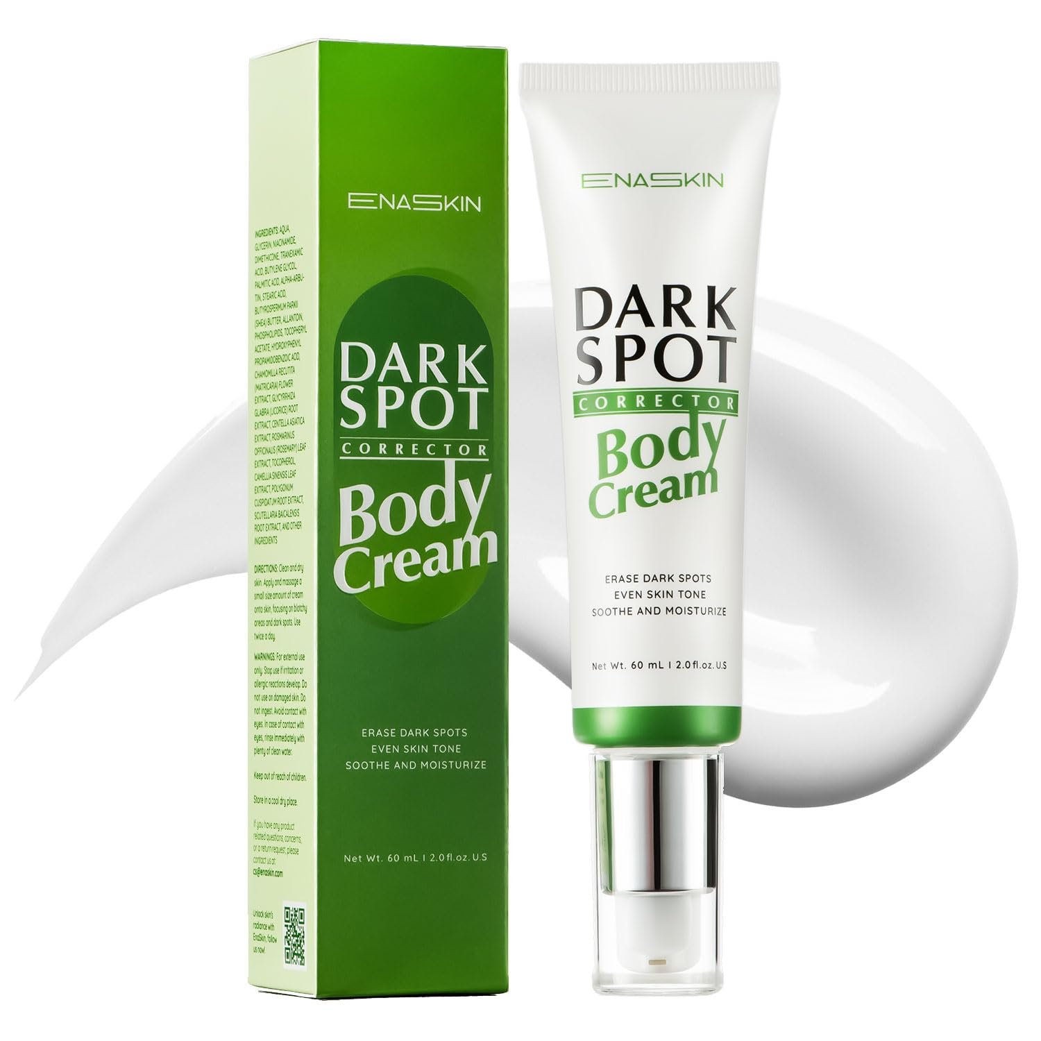 EnaSkin Dark Spot Corrector Body Cream – Brightening Moisturizer to Help Improve Appearance of Uneven Skin Tone for Face, Body, Underarms, Inner Thighs, Elbows & Delicate Areas – (Green)