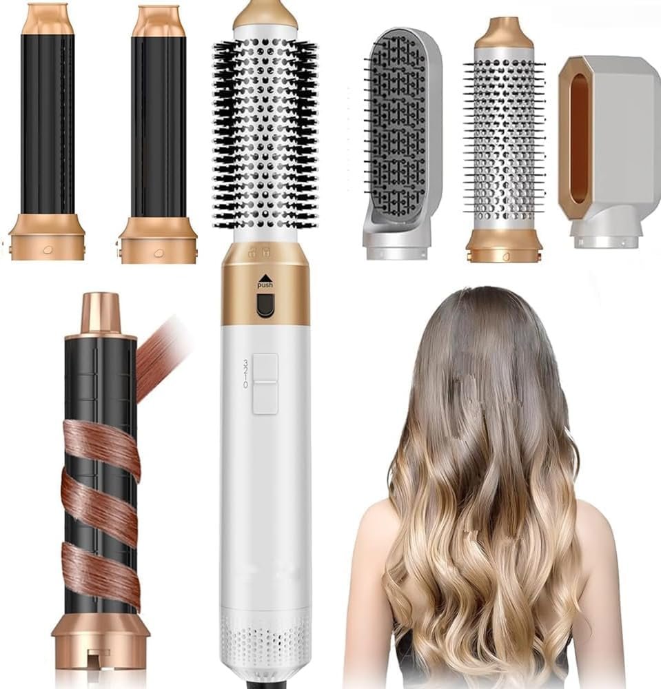 Hair Dryer Brush 5 in 1, Negative Ion Blow Dryer Brush Set- 110,000 RPM High – Speed Hot Air Brush Air Styler Curling Wrap Air Curler,Curling Iron Hair Styling Tools for Straight Curl Drying Smoothing