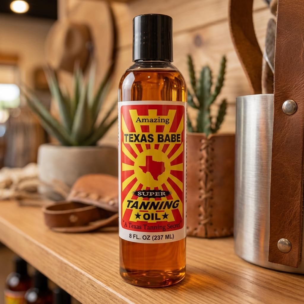 Texas Babe Tanning Oil Original 8 oz – Natural Outdoor Tanning Oil, No Mineral Oil, No SPF, Made in Texas