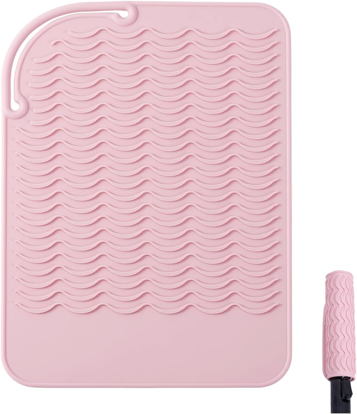 1 Pack 6.5 x 9 Inch Pink Silicone Heat Resistant Mat, Large Curling Iron Mat Flat Iron Mats, Portable Travel Pad for Hair Styling Tools/Beauty Enthusiasts