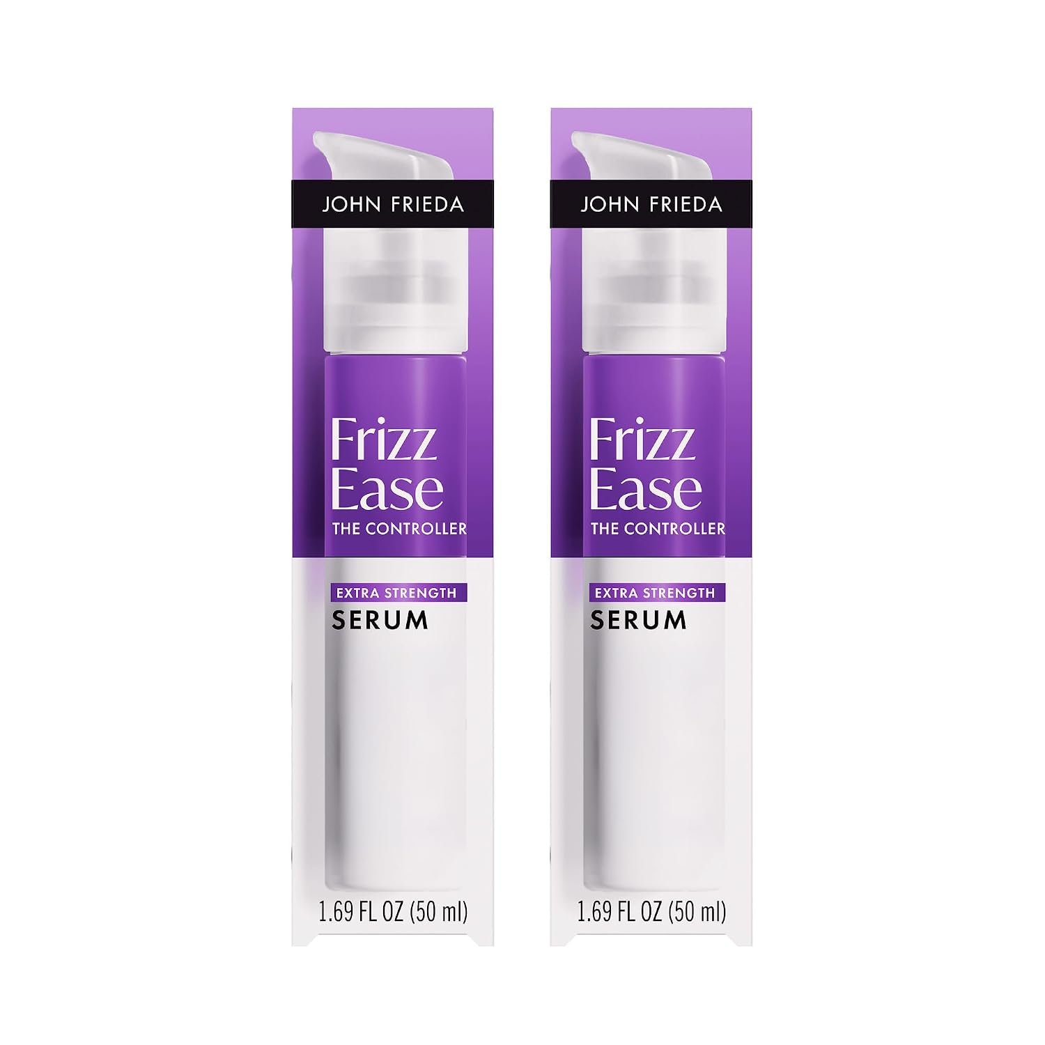 John Frieda Frizz Ease Extra Strength Hair Serum for Thick & Coarse Hair, Anti-Frizz Smoothing Serum with Argan & Coconut Oil, 1.69 fl oz, Pack of 2