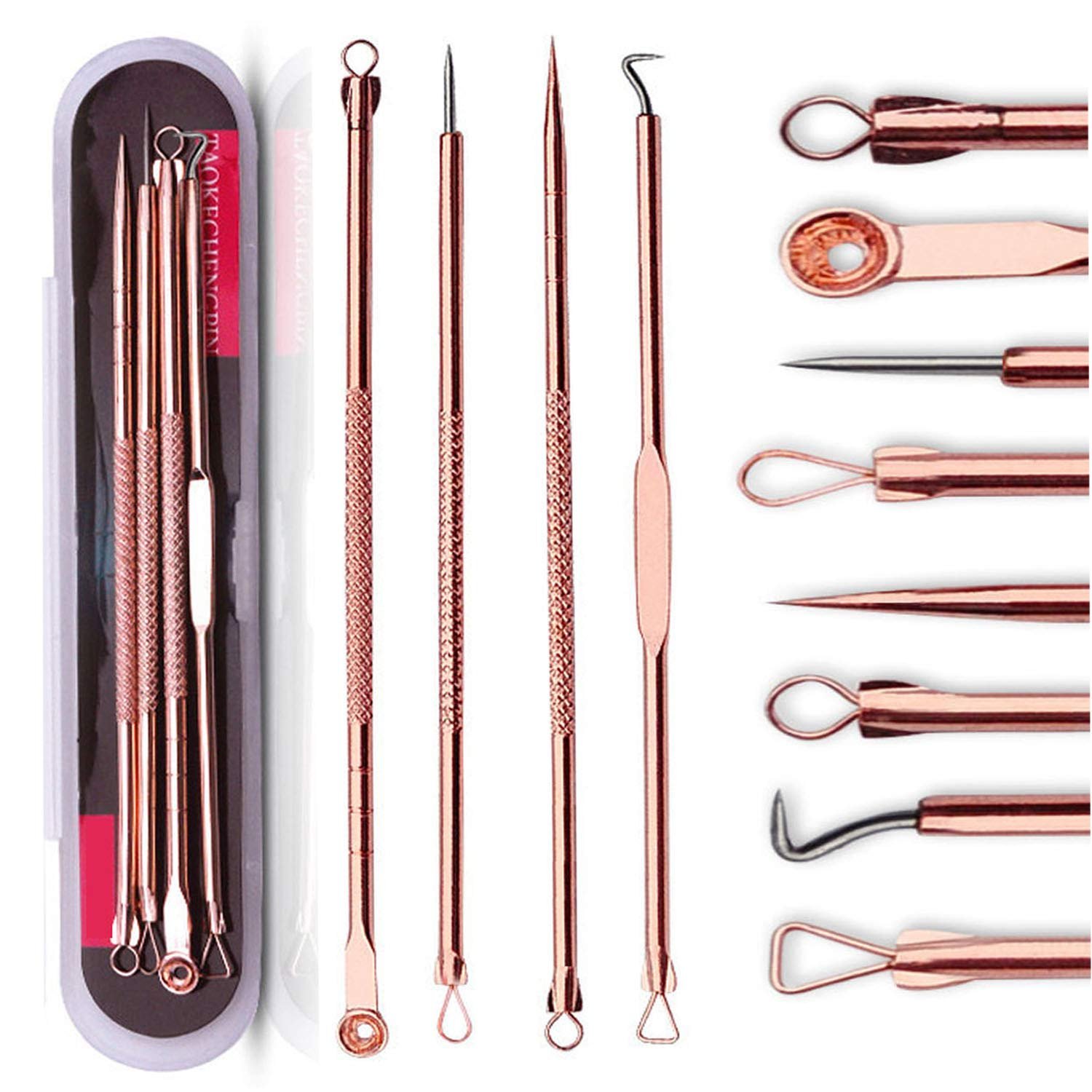 ZTRHYOO Blackhead Remover Pimple Comedone Extractor Tool Best Acne Removal Kit – Treatment for Blemish, Whitehead Popping, Zit Removing for Risk Free Nose Face Skin with Case (Rose)