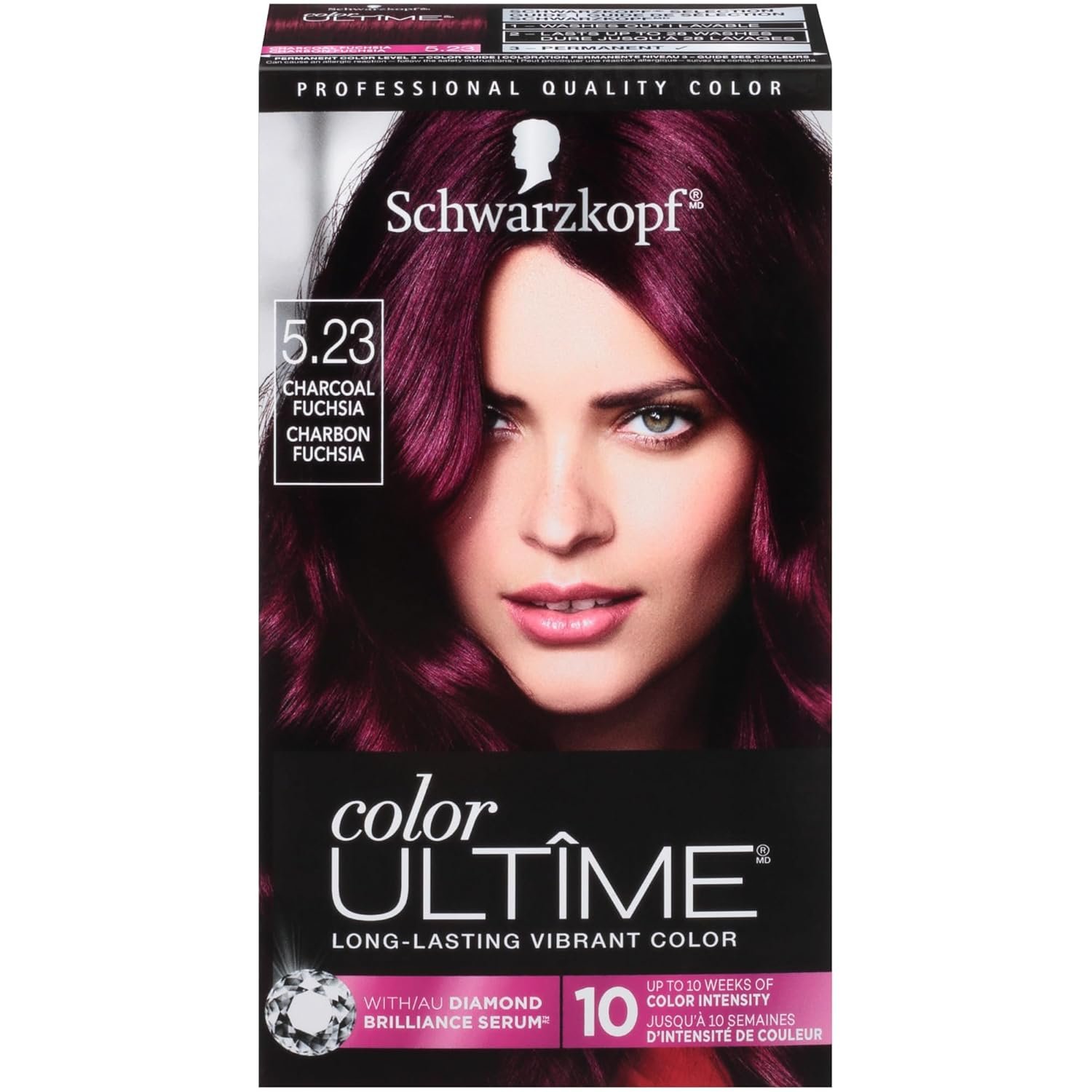 Schwarzkopf Color Ultime 5.23 Charcoal Fuchsia Hair Dye, Permanent Intense Red with Diamond Brilliance, Fade-Resistant, Covers Grays, All Hair Textures