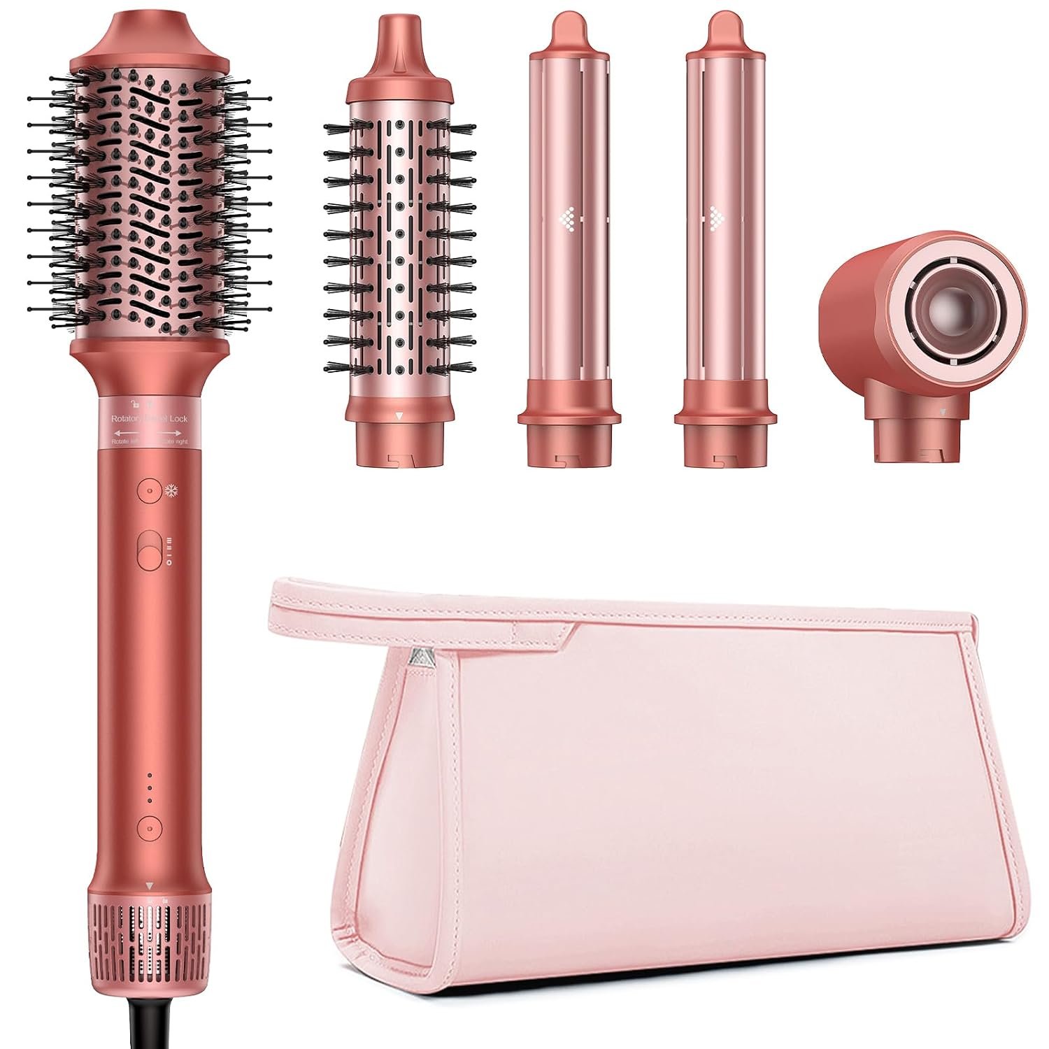 5 in 1 Hair Styler Hot Air Styler – High-Speed Hair Dryer Brush, Fast Drying No Heat Damage Ionic Blow Dryer Brush for Women Volumizing, Curling, Straighten, Frizz-Free Multi Stylers Travel Bag