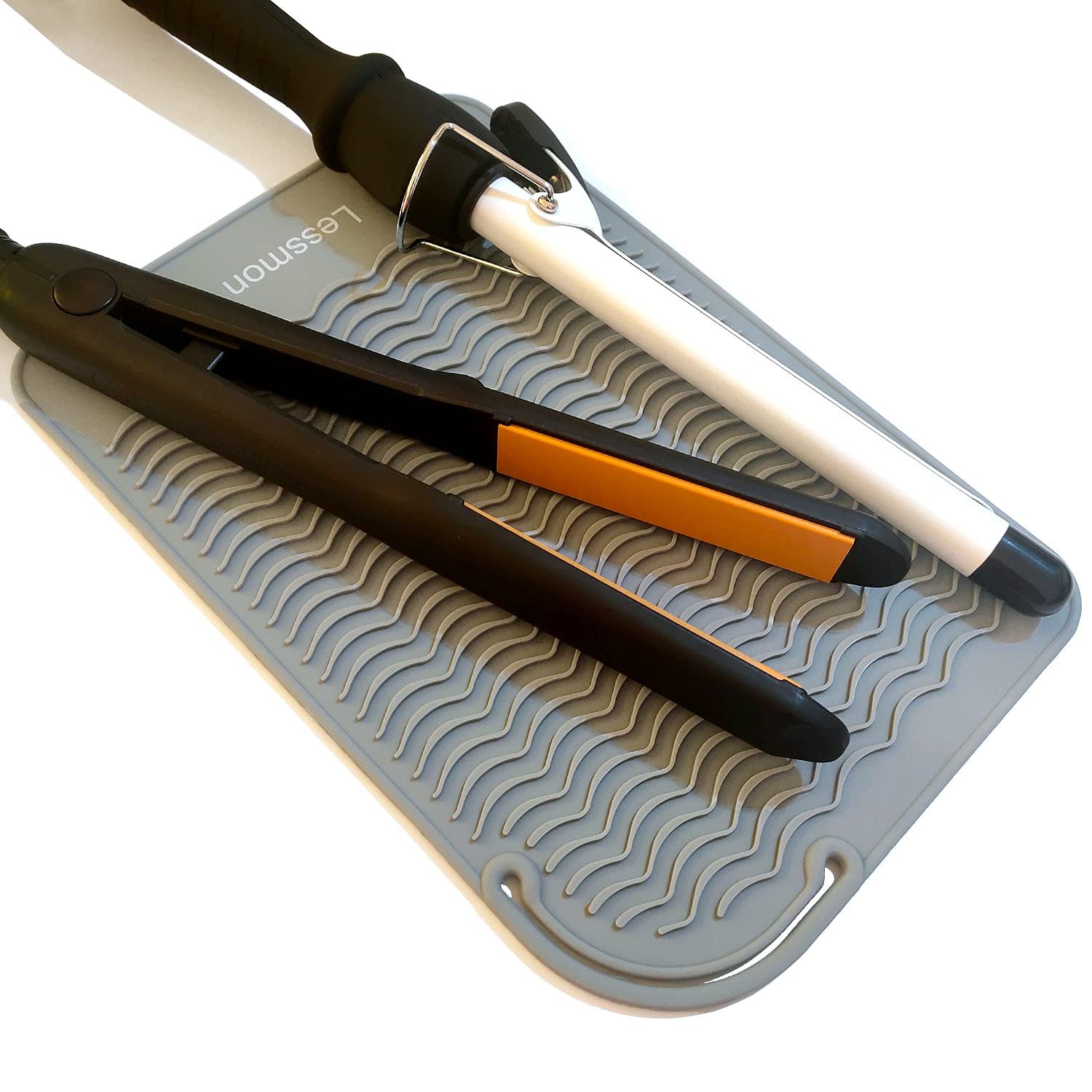 Large Heat Resistant Mat for Curling Irons, Hair Straightener, Flat Irons and Hair Styling Tools 11″ x 7.5″, Grey
