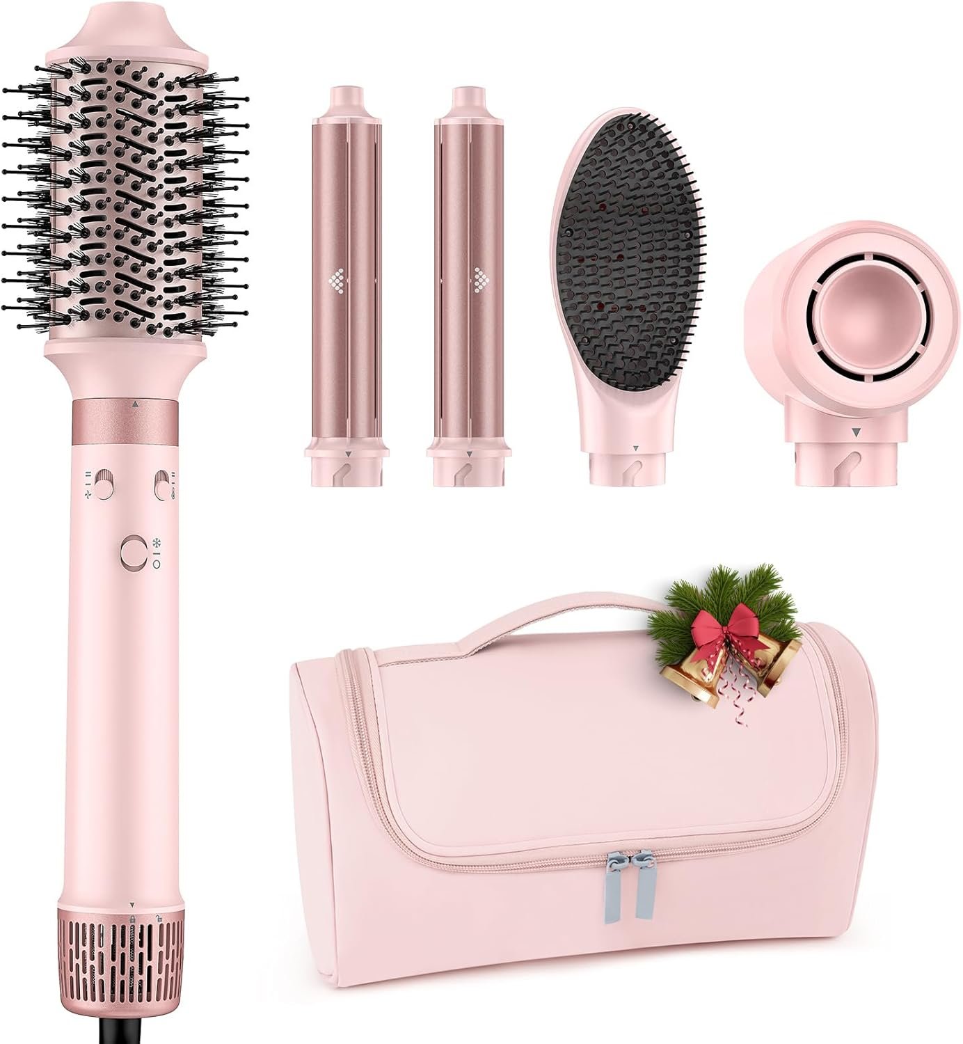 MESCOMB Dual Voltage Hot Air Styler Wrap – 5 in 1 Hair Dryer Brush with Fast Drying Blow Dryer, Styling, Straightening & Volumizing with Travel Bag (100V–240V) Gift for Women