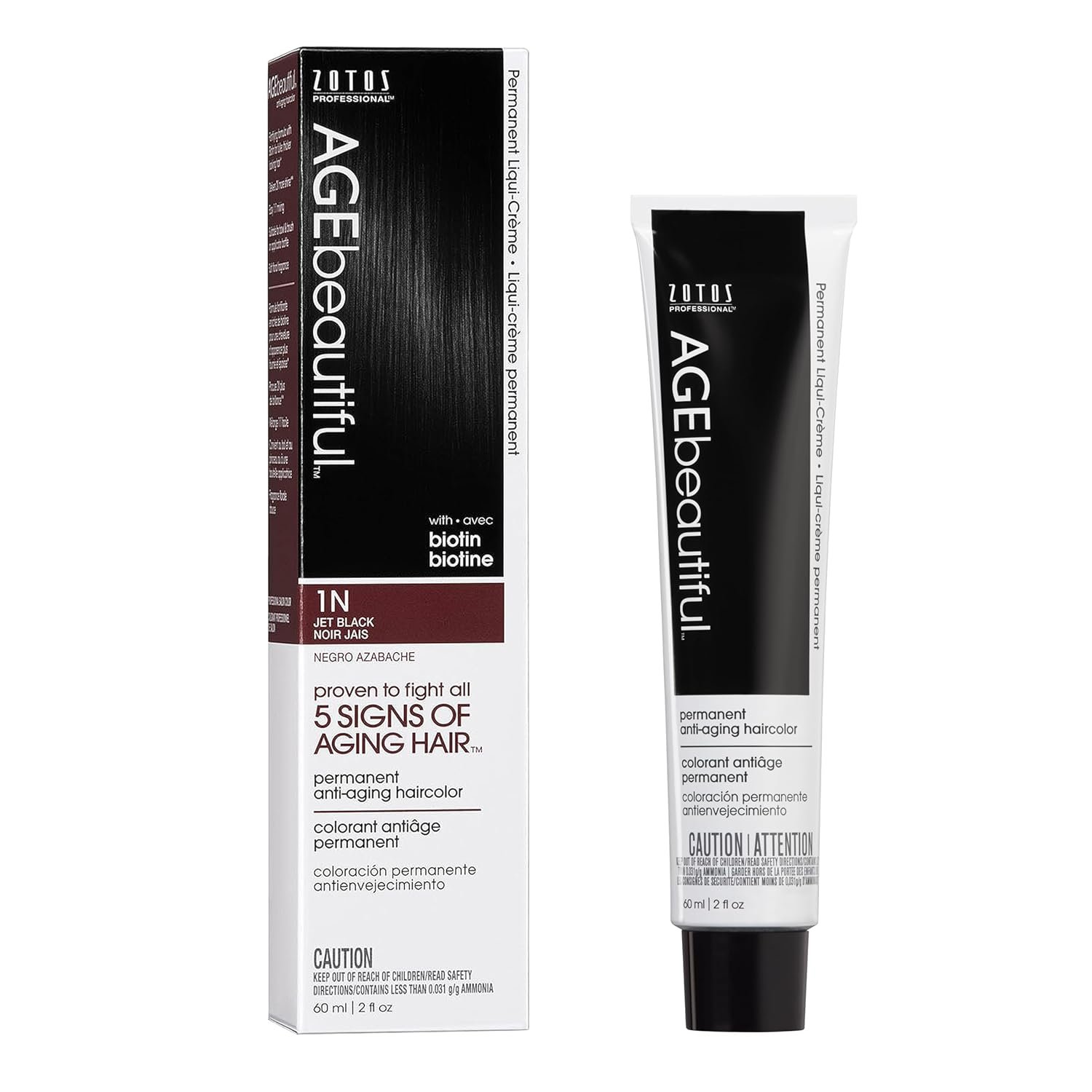 AGE beautiful Permanent Hair Color Cream, 100% Gray Coverage Hair Dye, Anti-Aging Biotin Formula for Thicker, Fuller Hair, Professional Salon Quality