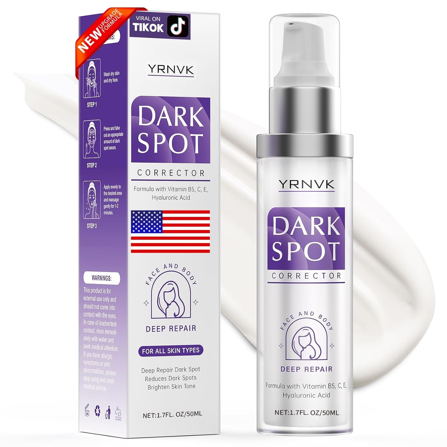 Dark Spot Remover for Face & Body, Brightening Serum with Vitamin C & Hyaluronic Acid, Corrector for Age Spots, Melasma & Freckles, Hyperpigmentation Treatment for Women & Men 1.70 FL OZ