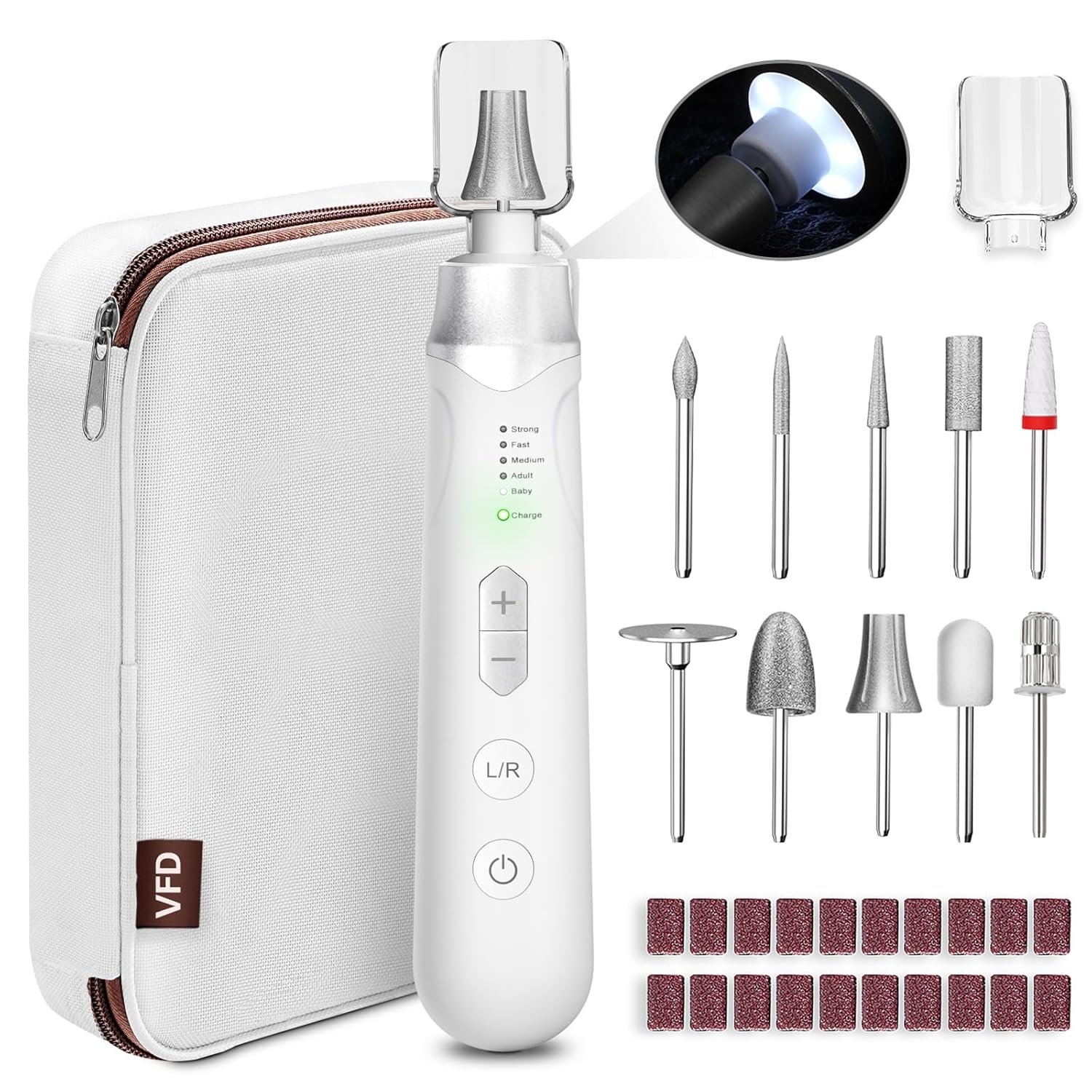 Electric Nail File Drill, Cordless 2000 mAh Rechargeable Nail Filer Electric, Portable Nail Dril Machine Drill for Nails Acrylic Manicure and Thick Toenails Buffer Grinder Care Professional (Silver)