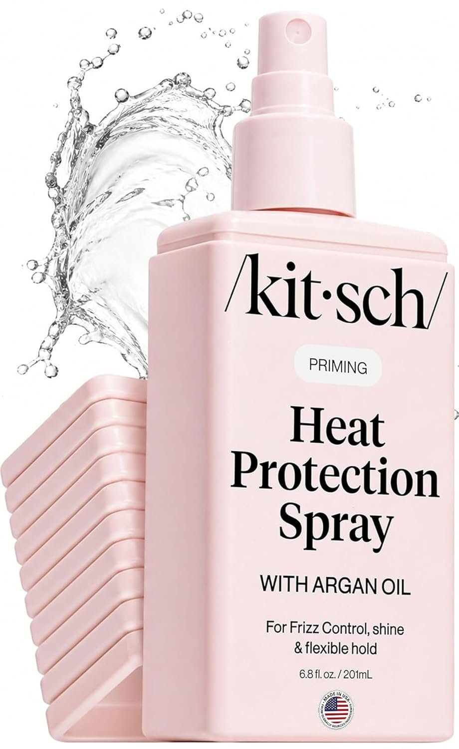 Kitsch Heat Protection Spray for Hair – Heat Protectant for Hair with Argan Oil – Styling Hair Spray for Frizz Control, Shine & Damage Protection – Protects Strands | Ideal Gifts for Women – 6.8oz